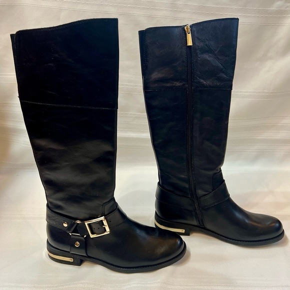 VINCE CAMUTO Tall‎ Riding Boots Kallie Harness Sz 9M/39 NWOT Black Never Worn - Picture 7 of 12